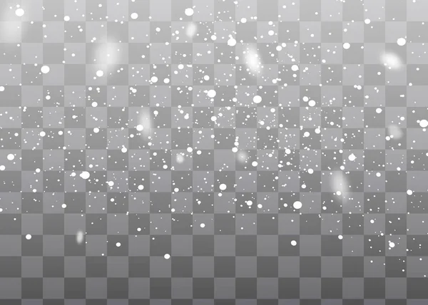 Snöfall, snöflingor i olika former. Snöflingor, snöbakgrund. Julsnö för det nya året. — Stock vektor
