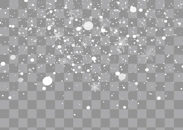 降雪时 雪花呈现出不同的形状和形状 雪的背景 新年的圣诞大雪 — 图库矢量图片