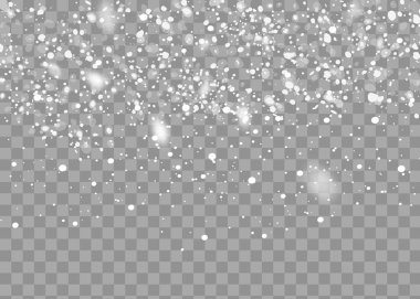 Gerçekçi düşen kar taneleri. Saydam arka plan üzerinde izole. Vektör çizim.
