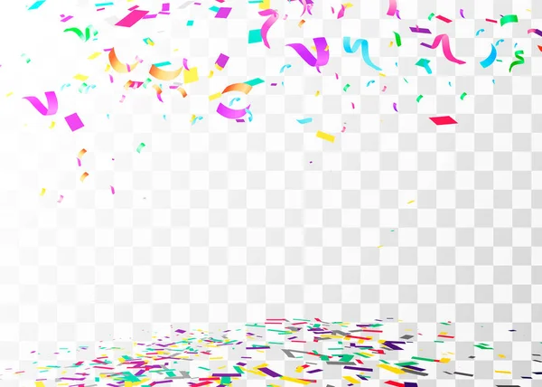 Confetti isolado em fundo transparente. Confete em queda, ilustração vetorial de aniversário . — Vetor de Stock