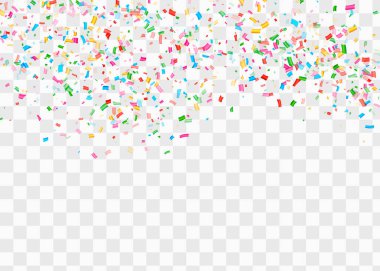 Konfeti izole edildi. Düşen konfeti, doğum günü vektörü illüstrasyonu.