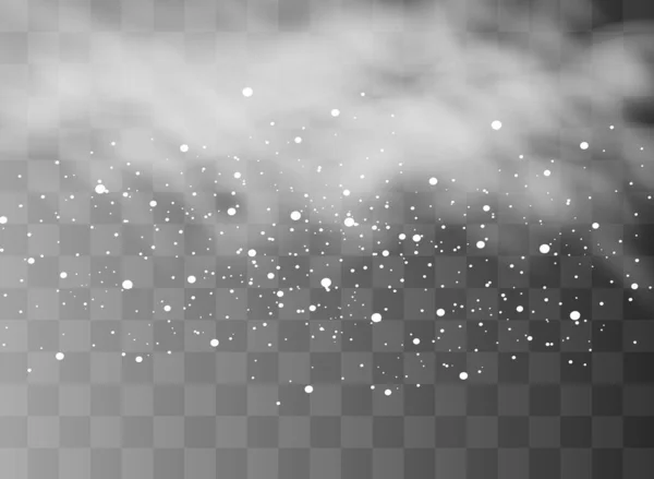 Schnee und Wind auf einem transparenten Hintergrund. Weißes Gradienten dekorative Element.Vektor Illustration. Winter und Schnee mit Nebel. Wind und Nebel. — Stockvektor