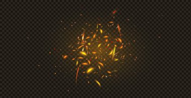 Siyah arkaplanda kıvılcımlar saçan bir ateş alevi. Ateşli fırtınanın dokusu. Alevli kıvılcımlar yanıp sönüyor, havada uçan bir kıvılcım çakıyor..