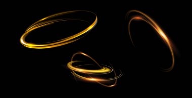 Eğri altın çizgi ışık etkisi. Aydınlatma efektleri olan yumuşak bir tatil ışığı hattı. Hafif serin kasırga. eğri ışık efekti