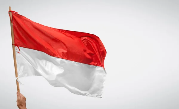 Indonesischer Unabhängigkeitstag Mit Fahne Und Kopierraum — Stockfoto