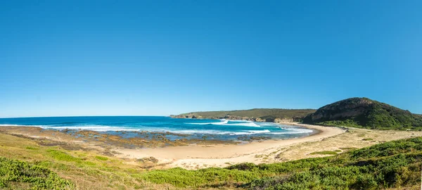 Panorama Uma Praia Deserta Catherine Hill Bay Costa Central Nova — Fotografia de Stock