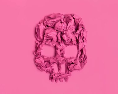 El yapımı kafatası buruşuk Kağıt oluşturulan - görüntü kopya alanı ile yat.