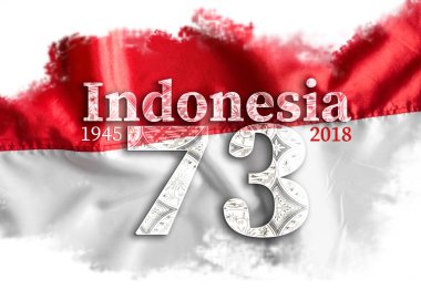 Bağımsızlık günü Indonesiawith kırmızı ve beyaz bayrak.
