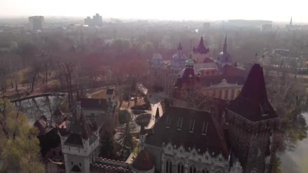 Vista Mañana Desde Arriba Castillo Vajdahunyad Budapest Hungría — Vídeo de stock