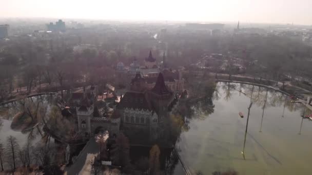 Vue Matin Haut Sur Château Vajdahunyad Budapest Hongrie — Video