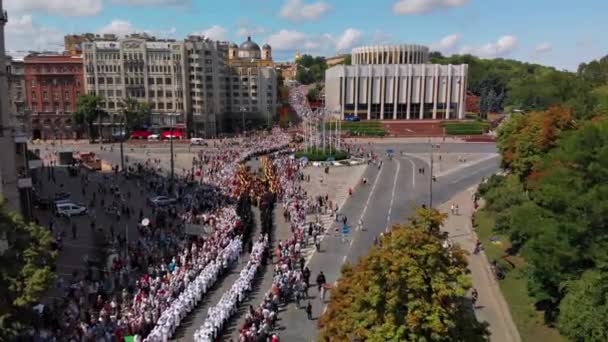 Kyjev Ukrajina Července 2019 Náboženské Procesí Ortodoxních Křesťanů Oslavu Křest — Stock video