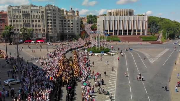 Kiev Ucraina Luglio 2019 Processione Religiosa Dei Cristiani Ortodossi Nella — Video Stock