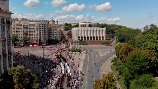 Kiev Ucraina Luglio 2019 Processione Religiosa Dei Cristiani Ortodossi Nella — Video Stock