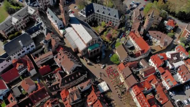 Weinheim Merkezinde Kale Park Üzerinde Güzel Uçuş Almanya — Stok video