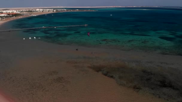 Bellissimo Volo Quadricottero Sul Mar Rosso Nella Zona Hurghada Acqua — Video Stock