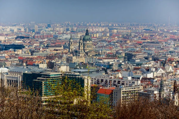 Schöne Morgendliche Draufsicht Über Budapest Der Stephansdom Und Das Riesenrad — Stockfoto