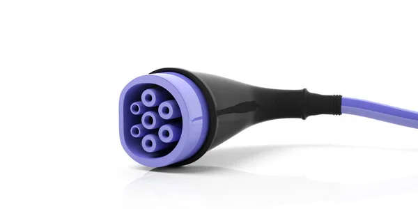 Elbilen Typ Connector Laddare Isolerad Vit Bakgrund Illustration — Stockfoto