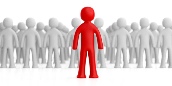 Leader Volunteer Concept Blur Crowd White Human Figures One Red — Stock Photo, Image