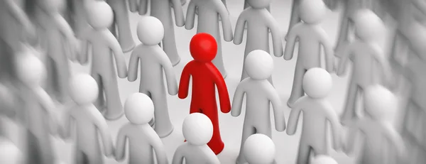 Differenz Differenzierungskonzept Verschwommene Menschenmenge Eine Rote Figur Auf Weißem Hintergrund — Stockfoto
