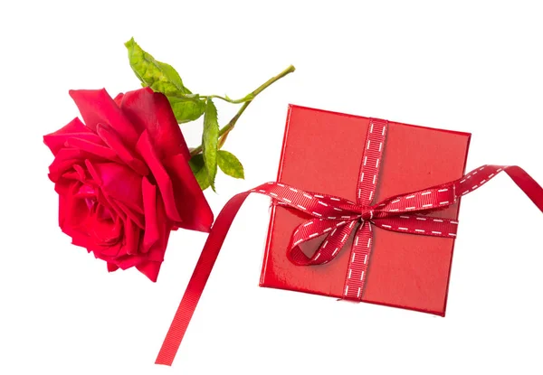 Dag Van Valentijnskaarten Roze Rode Bloem Met Groene Bladeren Een — Stockfoto
