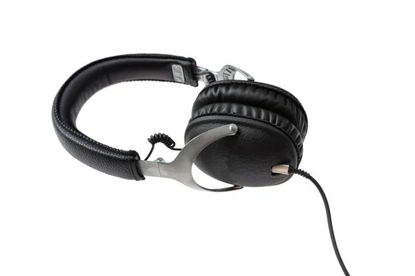 Schwarze Kopfhörer Isoliert Auf Weißem Hintergrund — Stockfoto
