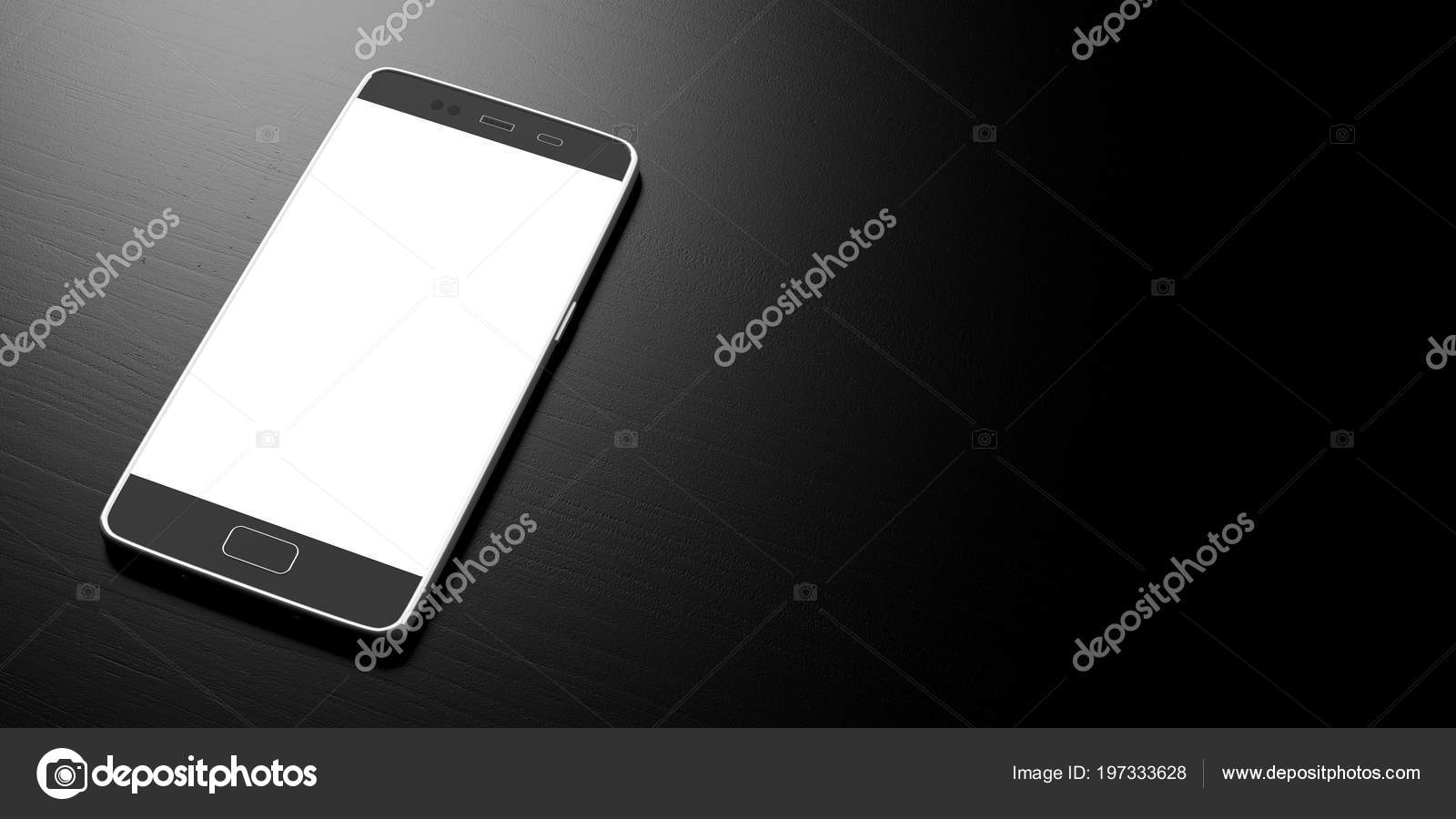Smartphone Celular Com Tela Branca Branco Sobre Fundo Preto Cópia