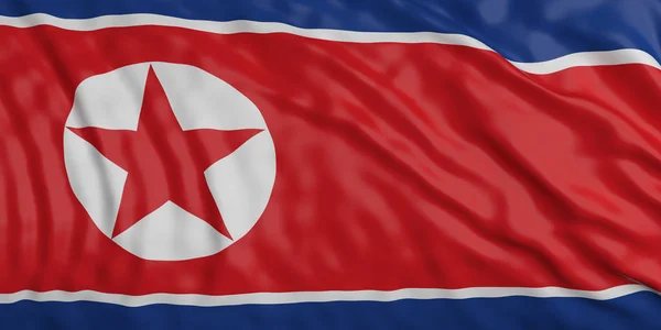 Corea Del Norte Ondeando Bandera Textura Fondo Bandera Ilustración — Foto de Stock