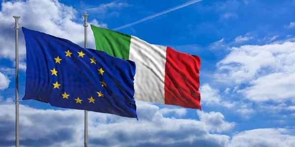 Італія Відносини Italexit Концепцію Італія Європейський Союз Прапори Розмахував Напрямку — стокове фото