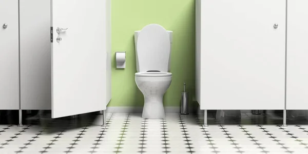 Wasserschrank Mit Offener Tür Und Weißer Toilettenschüssel Illustration — Stockfoto