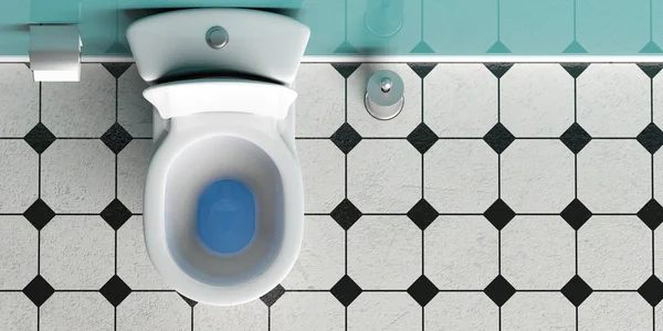 White toilet bowl top view, copy space. 3d illustration — Stock Photo, Image