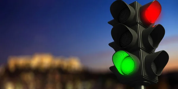 Közlekedési Lámpák Blur Este Másol Hely Illusztráció — Stock Fotó
