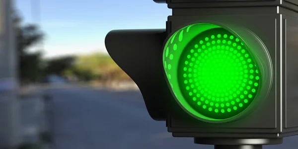 Verde Levou Semáforos Fundo Rua Borrão Espaço Cópia Ilustração — Fotografia de Stock