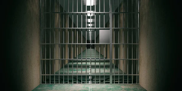 Gevangenis Interieur Gevangenis Cellen Schaduwen Donkere Achtergrond Illustratie — Stockfoto