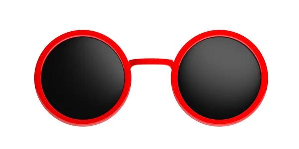 Concepto Verano Gafas Sol Redondas Rojas Con Lente Negra Recorte — Foto de Stock