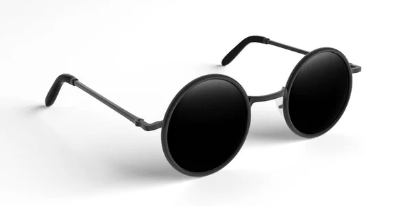 Yaz Konsepti Güneş Gözlüğü Metalik Siyah Lens Yan Görünüm Beyaz — Stok fotoğraf