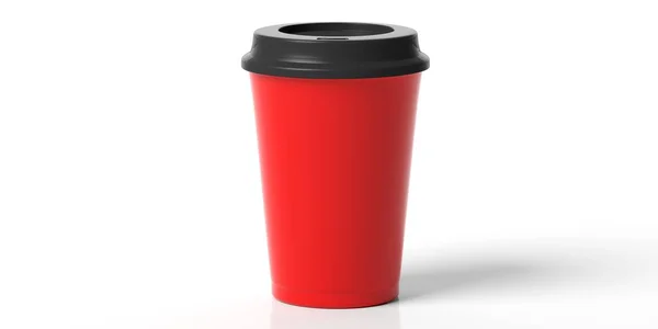 Café Para Conceito Xícara Café Vermelho Com Uma Tampa Preta — Fotografia de Stock