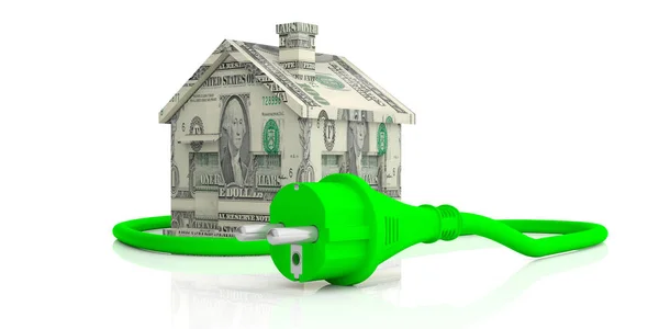 Geld Sparen Für Grüne Energie Amerikanische Dollars Haus Und Grüne — Stockfoto