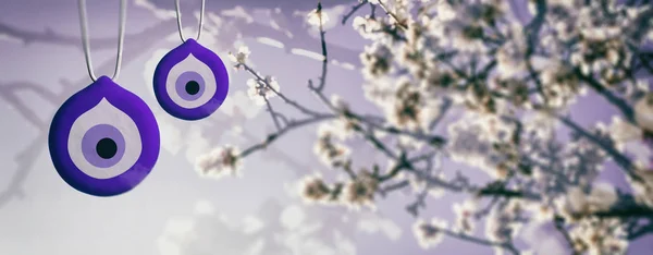 Tavaszi Virágzás Szemmel Verés Török Hagyomány Szerencsét Elvarázsol Mandula Vagy — Stock Fotó