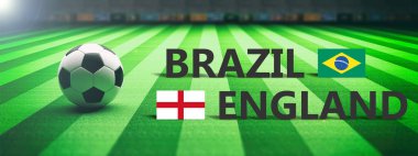 Brezilya vs İngiltere, futbol, futbol final maçı. 3D çizim