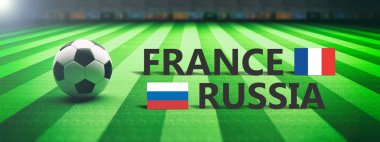 Fransa – Rusya, futbol, futbol final maçı. 3D çizim