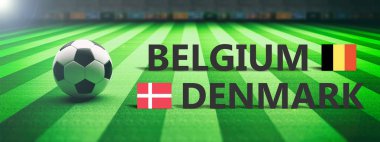 Belçika vs Danimarka, futbol, futbol final maçı. 3D çizim