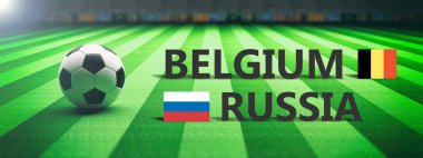 Belçika – Rusya, futbol, futbol final maçı. 3D çizim