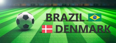 Brezilya vs Danimarka, futbol, futbol final maçı. 3D çizim