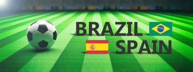 Brezilya vs İspanya, futbol, futbol final maçı. 3D çizim