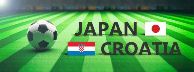 Japonya vs Hırvatistan, futbol, futbol final maçı. 3D çizim