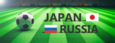 Japonya vs Rusya, futbol, futbol final maçı. 3D çizim