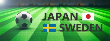 Japonya vs İsveç, futbol, futbol final maçı. 3D çizim