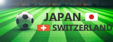 Japonya Rakip İsviçre, futbol, futbol final maçı. 3D çizim