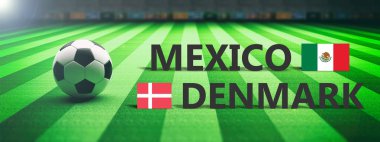Meksika rakip Danimarka, futbol, futbol final maçı. 3D çizim