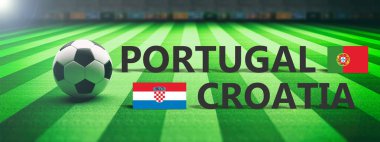 Portekiz – Hırvatistan, futbol, futbol final maçı. 3D çizim